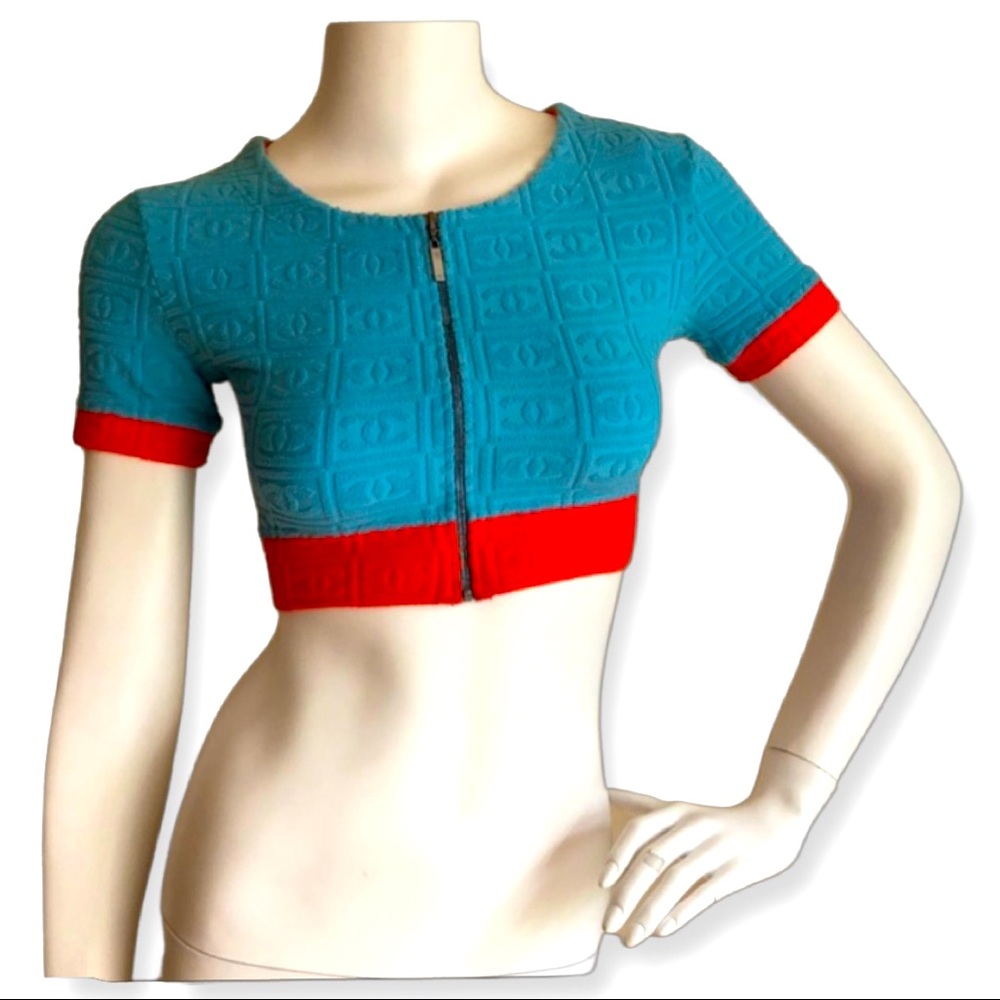 Vintage Chanel Summer 2002 Logo Crop Top Size 38/Small